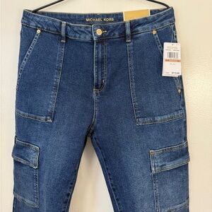 Michael Kors Straight Cropped High Rise Cargo Jeans - Selma